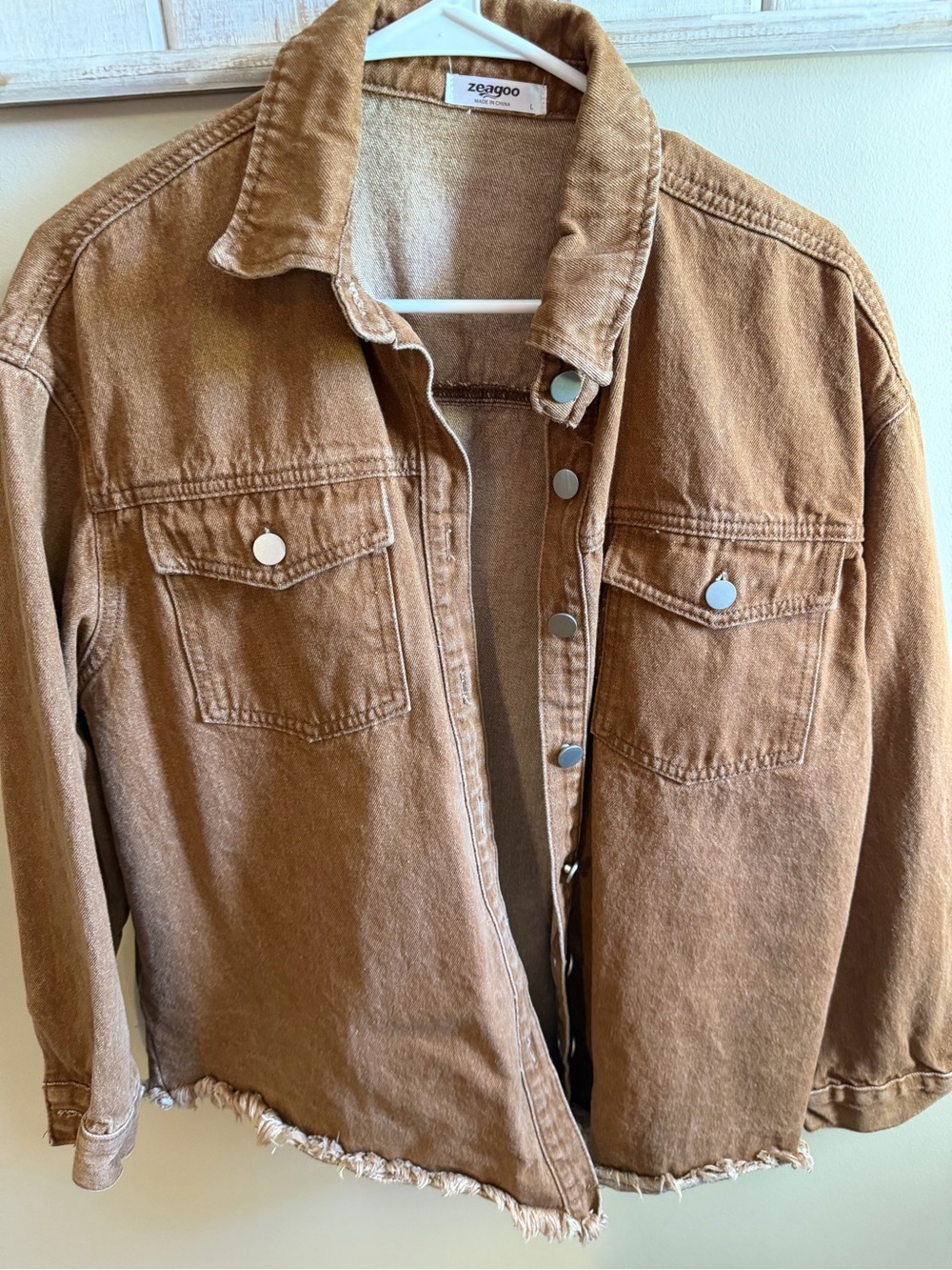 zeagoo Tan-Brown Denim Shirt Jacket